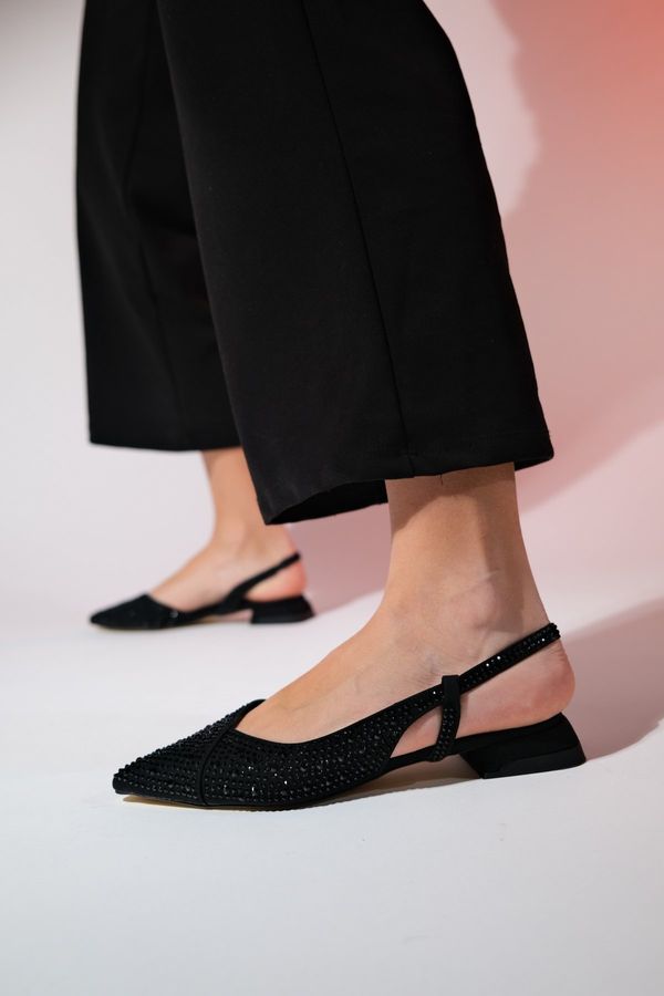 LuviShoes LuviShoes JOKER Black Stone Pointed Toe Women's Sandals
