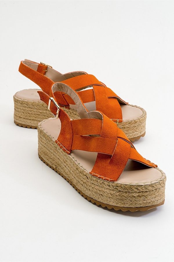 LuviShoes LuviShoes Lontano Women's Orange Suede Genuine Leather Sandals