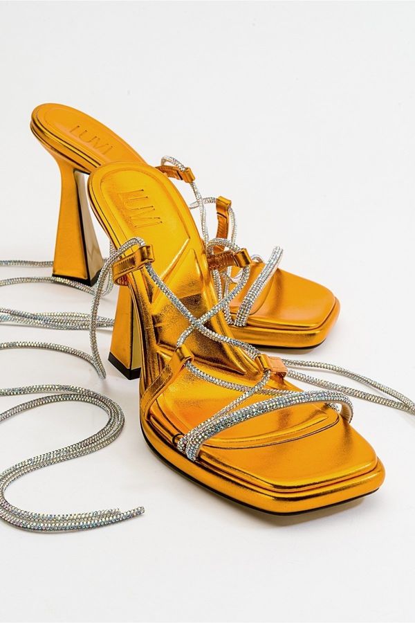LuviShoes LuviShoes Mezzo Metallic Orange Women's Heeled Sandals