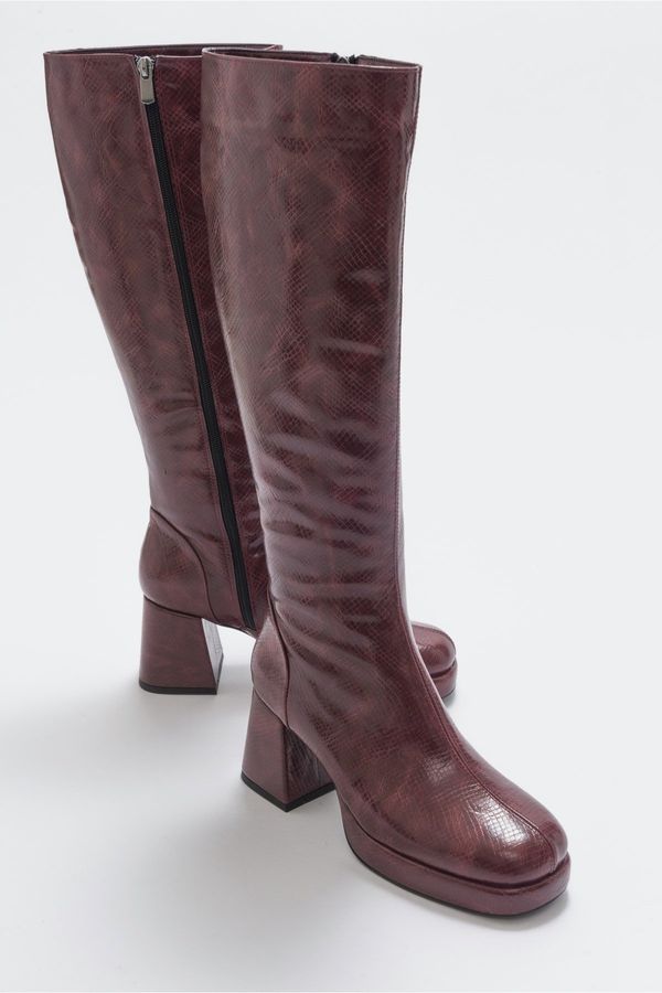 LuviShoes LuviShoes Noote Burgundy Print Women's Boots