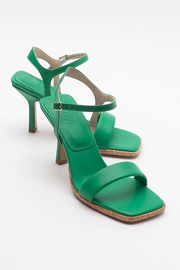 LuviShoes LuviShoes Novel Green Skin Women's Heeled Shoes
