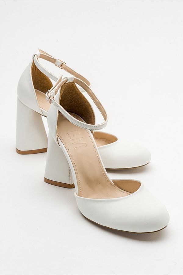 LuviShoes LuviShoes Oslo White Skin Women's Heeled Shoes