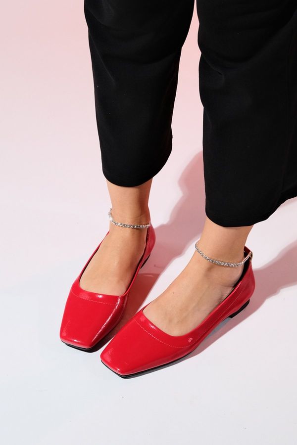 LuviShoes LuviShoes POHAN Red Patent Leather Women's Flat Shoes
