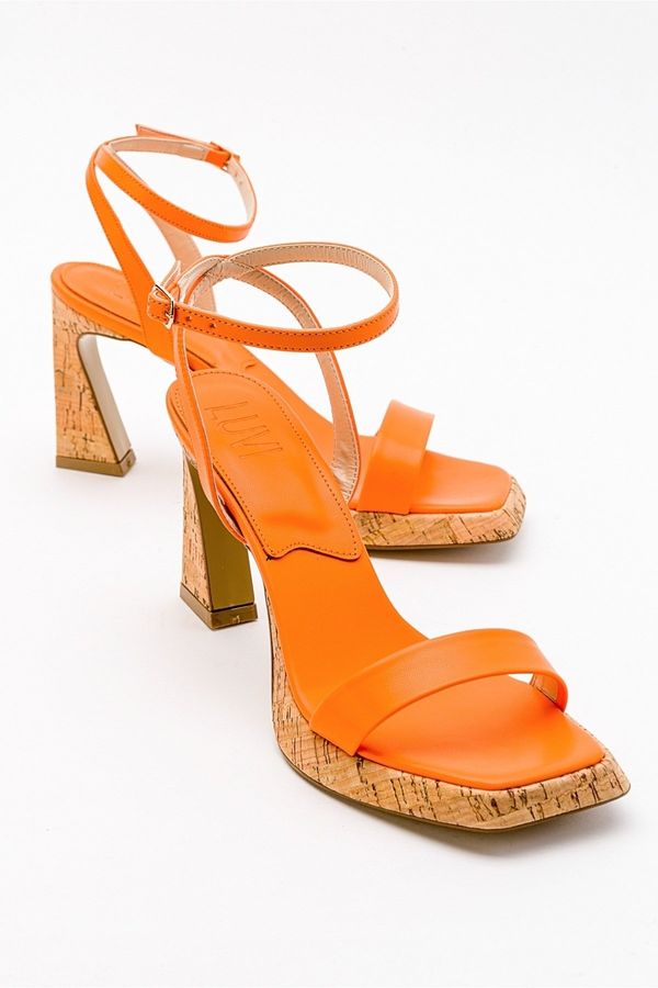 LuviShoes LuviShoes Reina Orange Skin Women's Heels Shoes
