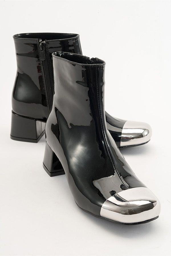 LuviShoes LuviShoes RIKA Black Patent Leather Women's Heeled Boots