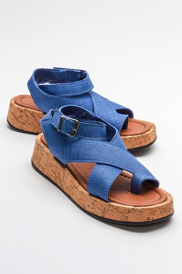 LuviShoes LuviShoes SARY Blue Women's Jeans Sandals