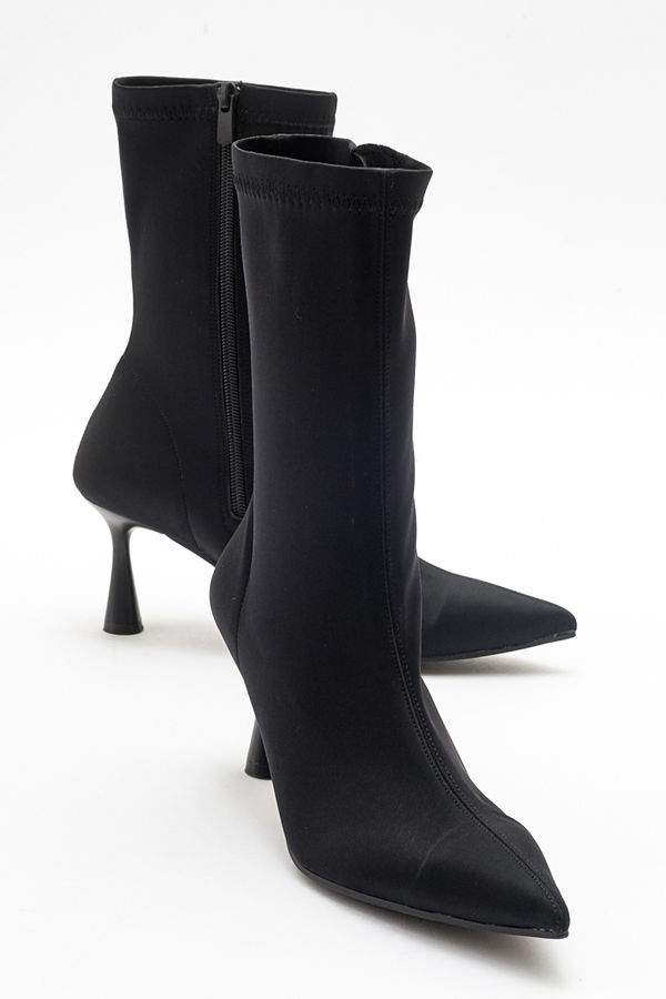 LuviShoes LuviShoes SPEZIA Women's Black Scuba Heeled Boots