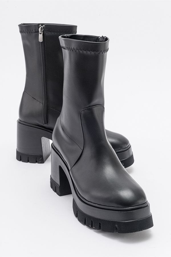 LuviShoes LuviShoes TARTLE Women's Black Skin Platform Heeled Boots