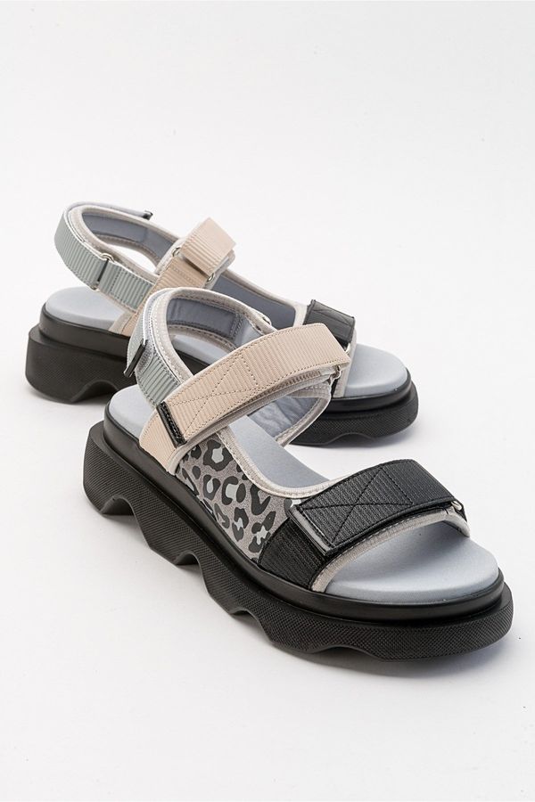 LuviShoes LuviShoes Tedy Black Gray Patterned Women's Sandals