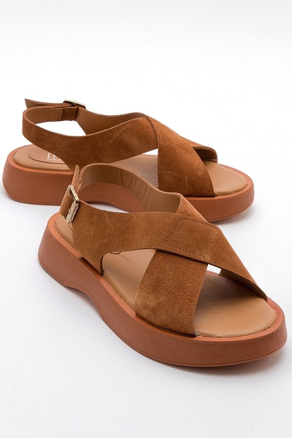 LuviShoes LuviShoes VOGG Women's Sandals with Tan Suede Genuine Leather