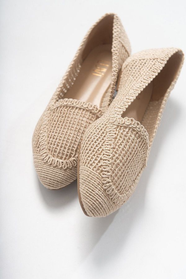 LuviShoes LuviShoes Women's Cream Knitted Ballerina Shoes