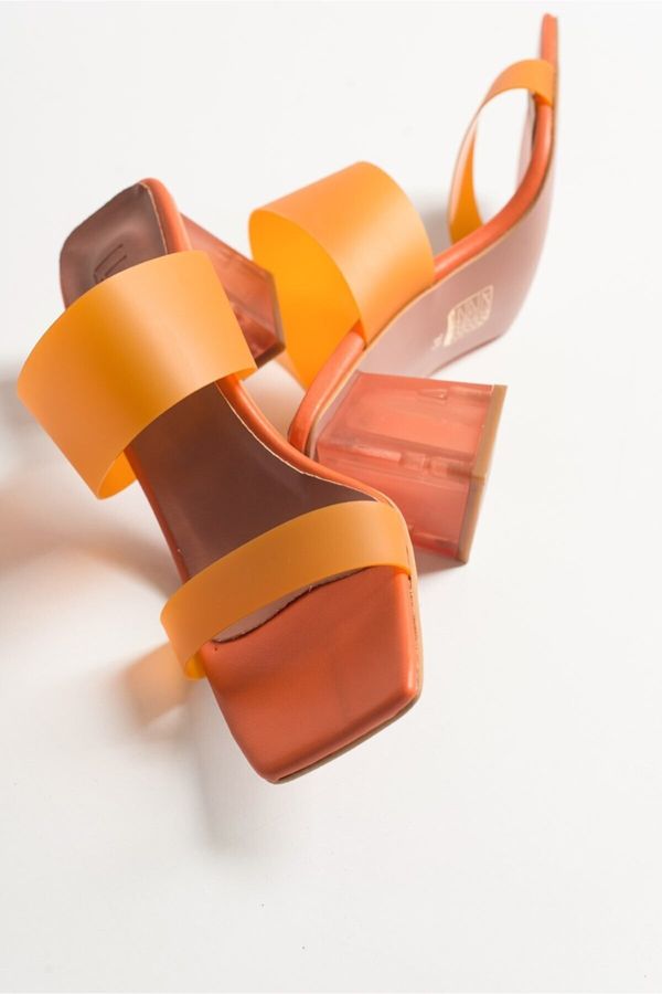 LuviShoes LuviShoes Women's Orange Skin Heels Sheer Slippers