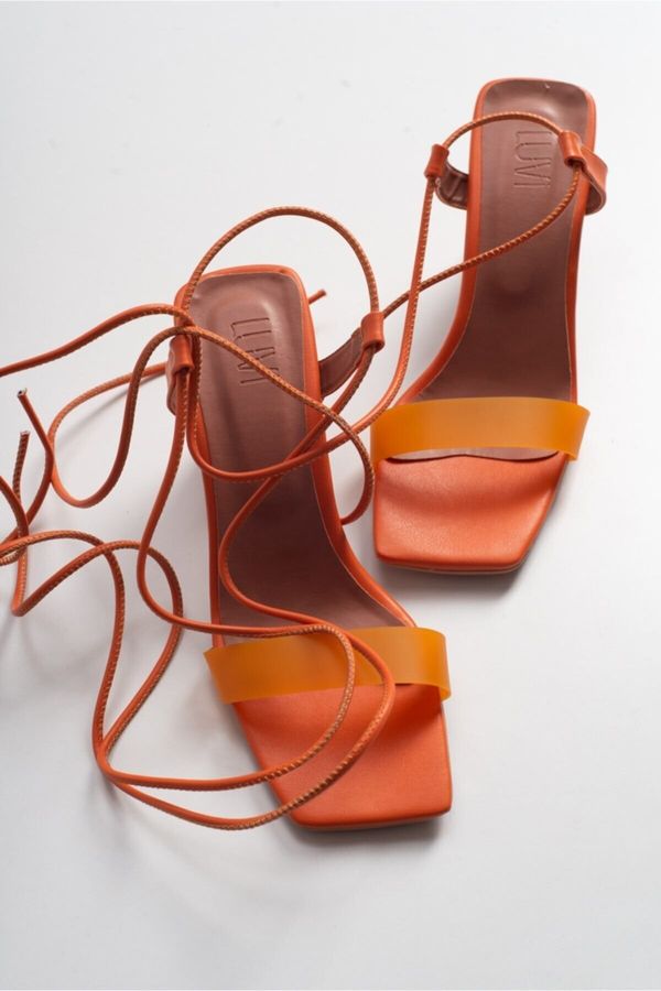 LuviShoes LuviShoes Women's Orange Skinny Heel Sandals