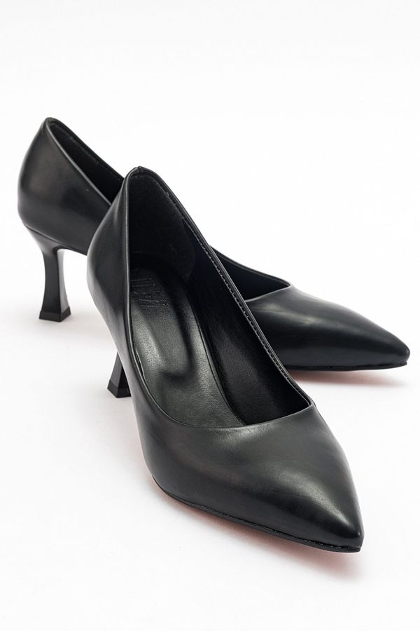 LuviShoes LuviShoes Women's PEDRA Black Skin Heeled Shoes