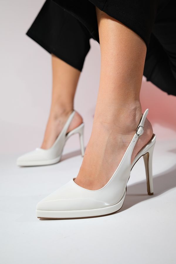 LuviShoes LuviShoes Women's SANTA Ecru Pointed Toe Platform Heel Shoes
