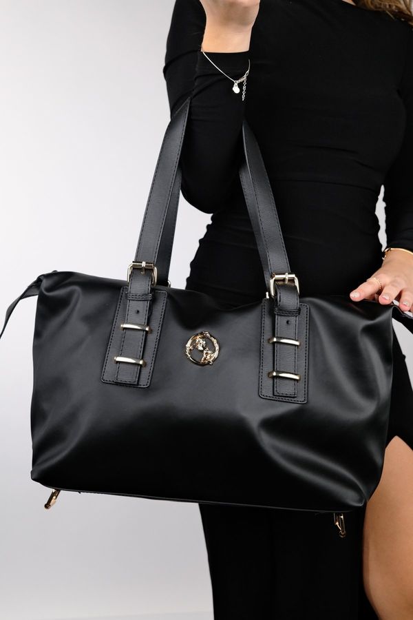 LuviShoes LuviShoes YORKTAN Women's Black Satin Shoulder Bag