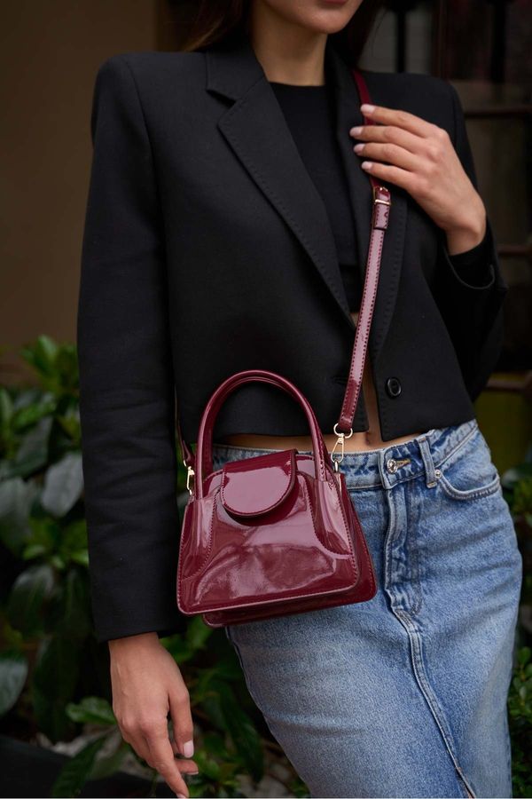 Madamra Madamra Burgundy Patent Leather Women's Maja Clamshell Mini City Women's Bag -