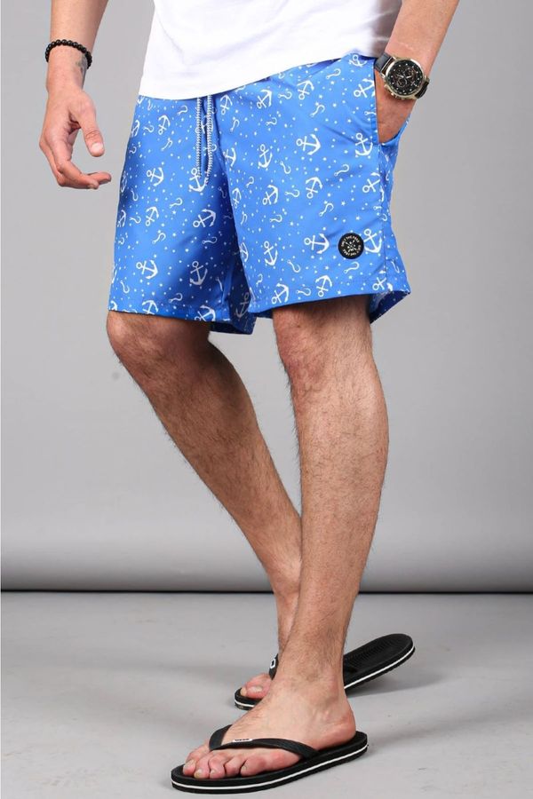 Madmext Madmext Anchor Patterned Blue Men's Marine Shorts 6366