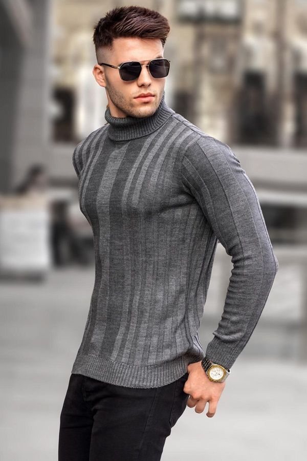 Madmext Madmext Anthracite Turtleneck Knitwear Sweater 5764