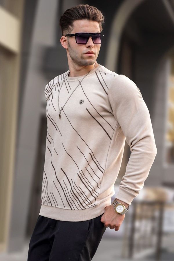 Madmext Madmext Beige Patterned Crew Neck Knitwear Sweater 5963
