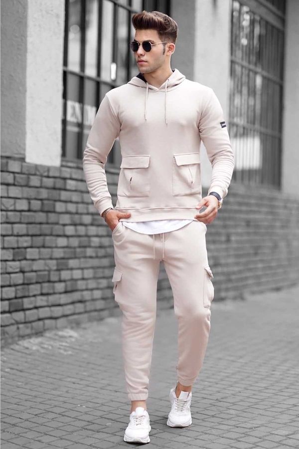 Madmext Madmext Beige Pocket Detailed Men's Tracksuit Set 4726