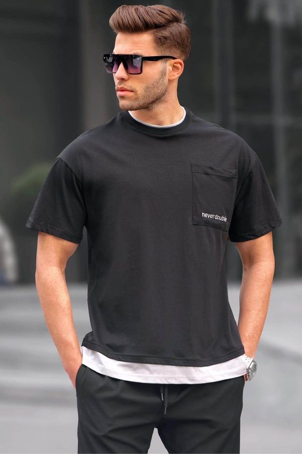 Madmext Madmext Black Pieced Basic Men's T-Shirt 6090
