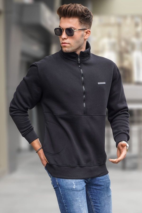 Madmext Madmext Black Zippered Sweatshirt 5316