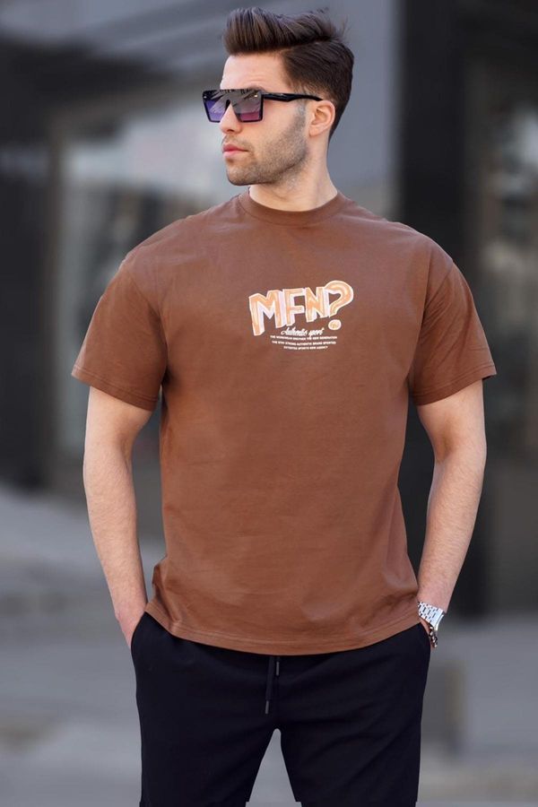 Madmext Madmext Brown Men's Printed T-Shirt 6124