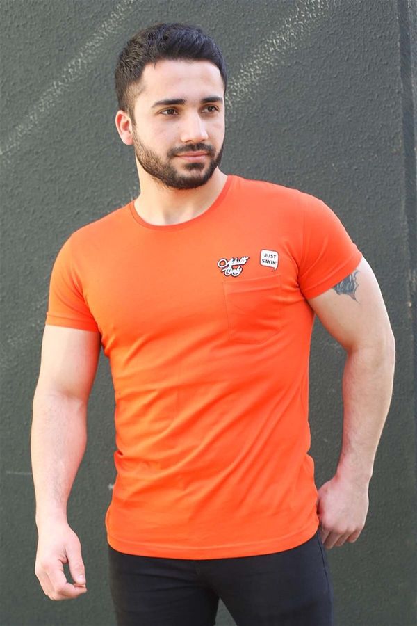 Madmext Madmext Crest Detailed Orange T-Shirt 3037
