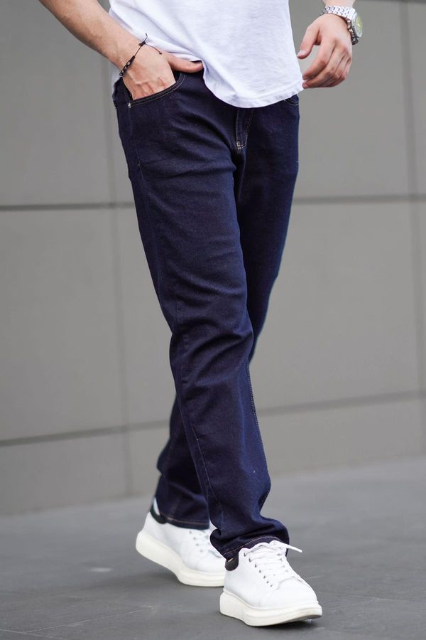Madmext Madmext Dark Blue Straight Fit Men's Denim Trousers Jeans 6856