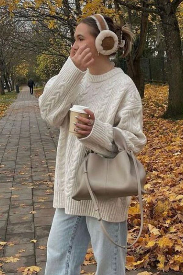 Madmext Madmext Ecru Crew Neck Knitted Knitwear Sweater