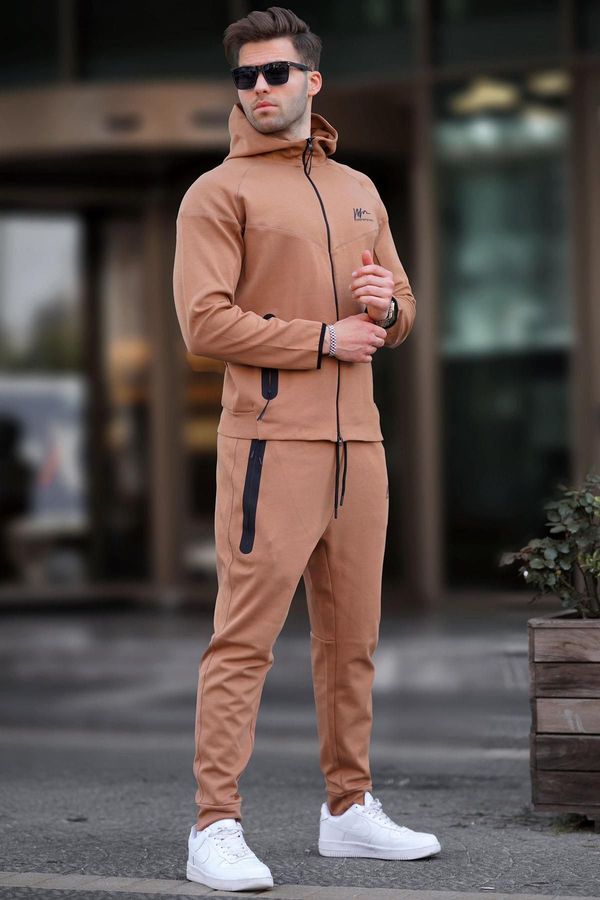 Madmext Madmext Hooded Beige Men's Tracksuit 7201