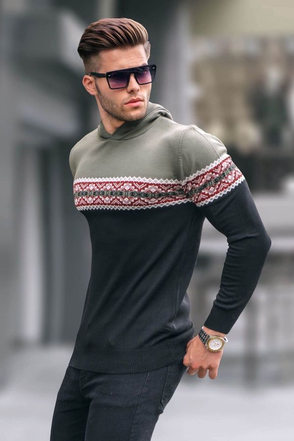 Madmext Madmext Khaki Men's Hooded Sweater 5624