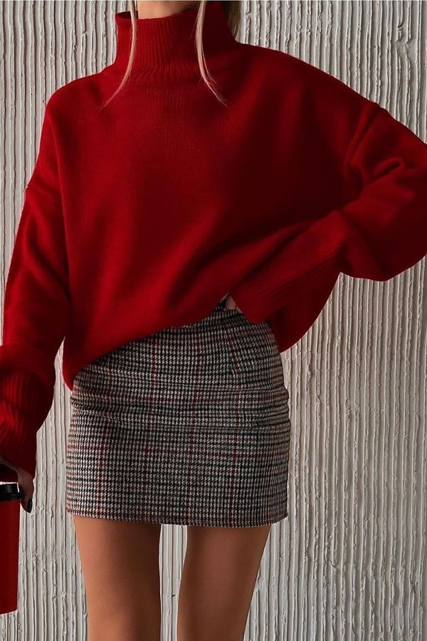 Madmext Madmext Mad Girls Red Turtleneck Sweater