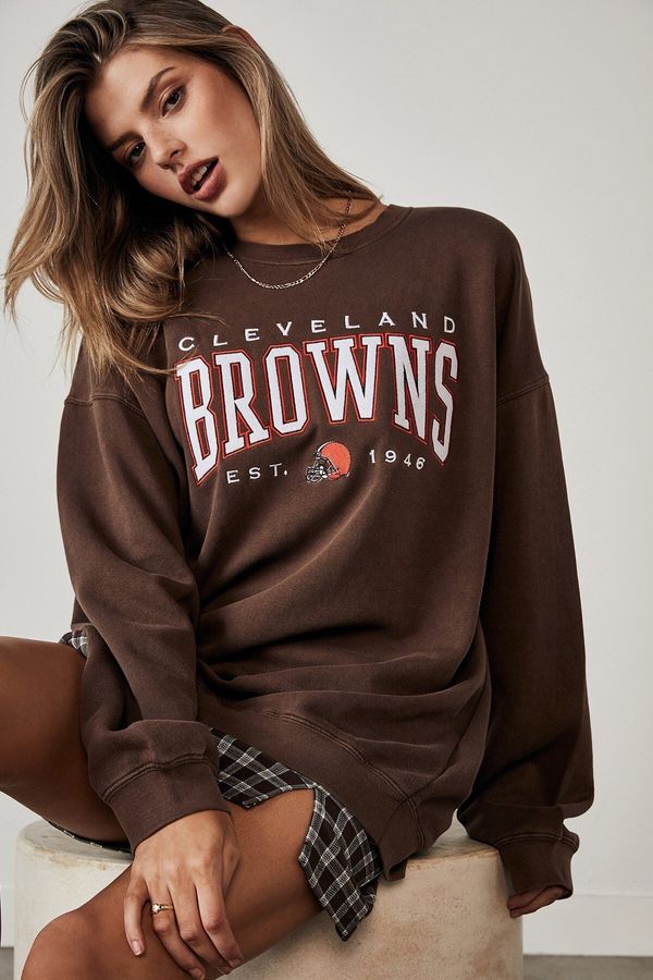 Madmext Madmext Mad Girls Women's Brown Printed Sweatshirt