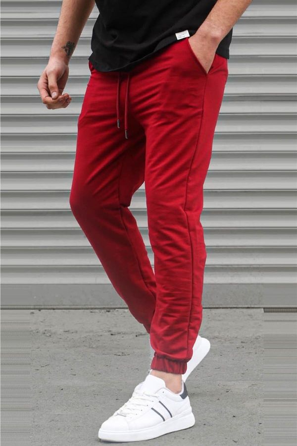 Madmext Madmext Maroon Basic Men's Tracksuits With Elastic Legs 5494