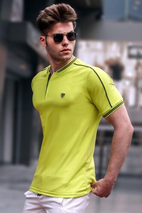 Madmext Madmext Men's Apple Green Polo Neck T-Shirt 9281