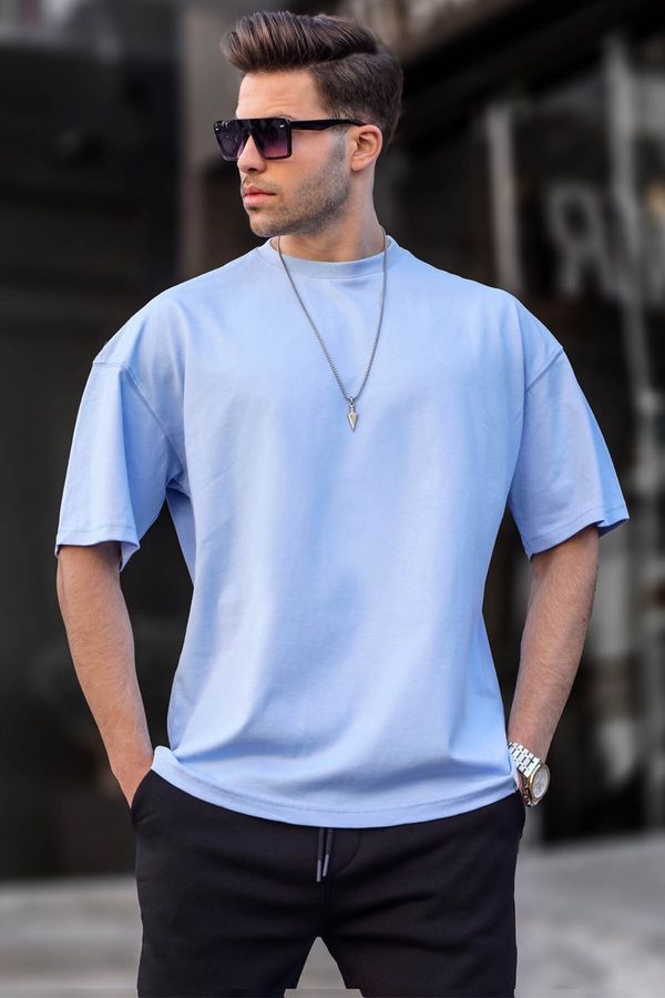 Madmext Madmext Men's Baby Blue Oversize Fit Basic T-Shirt 6066
