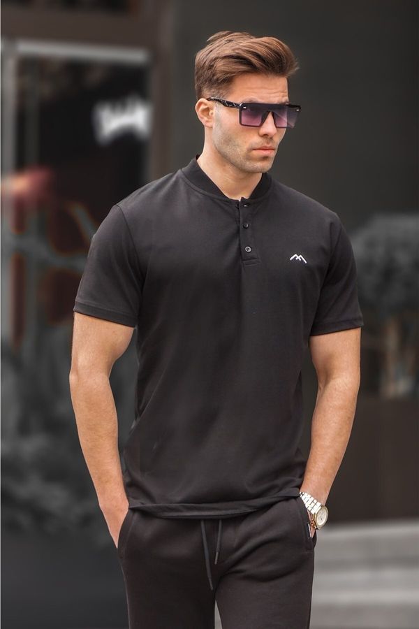 Madmext Madmext Men's Black Judge Collar T-Shirt 6067