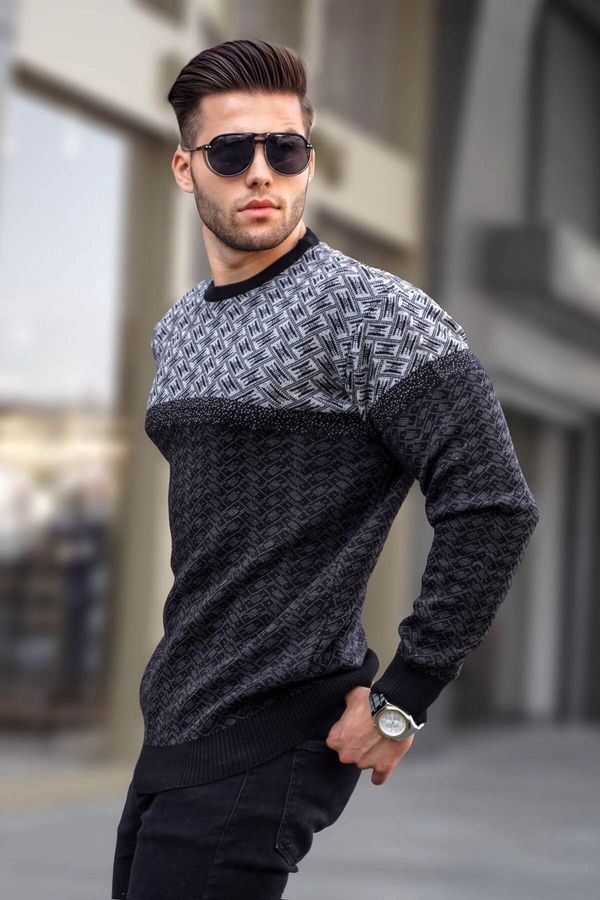 Madmext Madmext Men's Black Patterned Knitted Sweater 5977