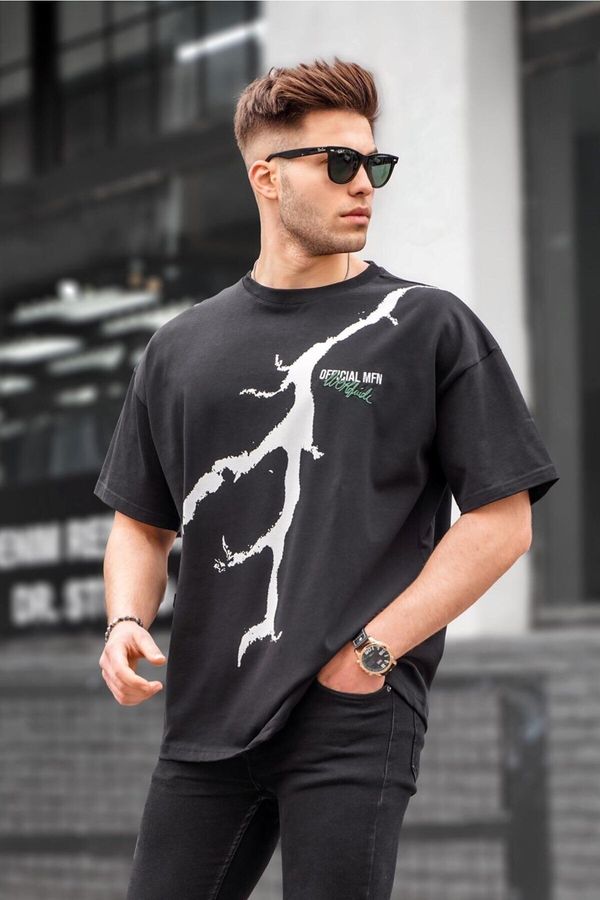 Madmext Madmext Men's Black Patterned Oversize T-Shirt