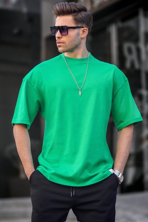 Madmext Madmext Men's Bright Green Oversize Fit Basic T-Shirt 6066
