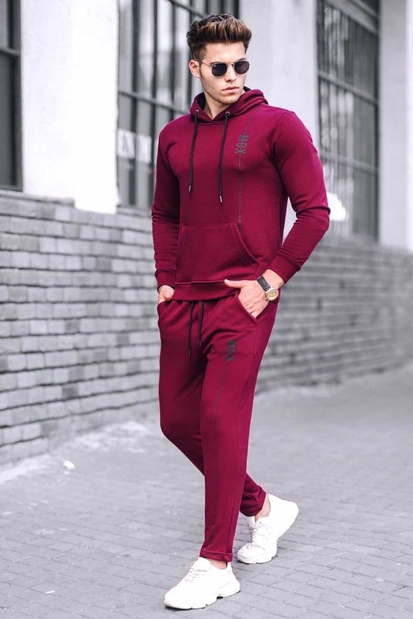 Madmext Madmext Men's Burgundy Hooded Tracksuit 4680