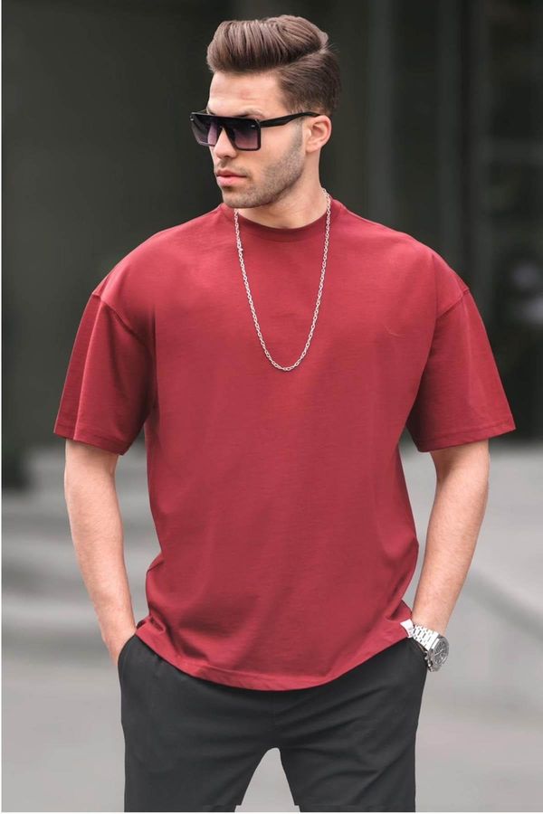 Madmext Madmext Men's Claret Red Oversize Fit Basic T-Shirt 6066