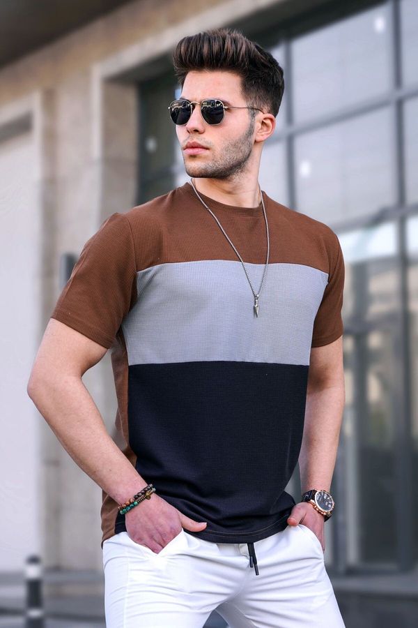 Madmext Madmext Men's Color Blocked Brown T-Shirt 5826