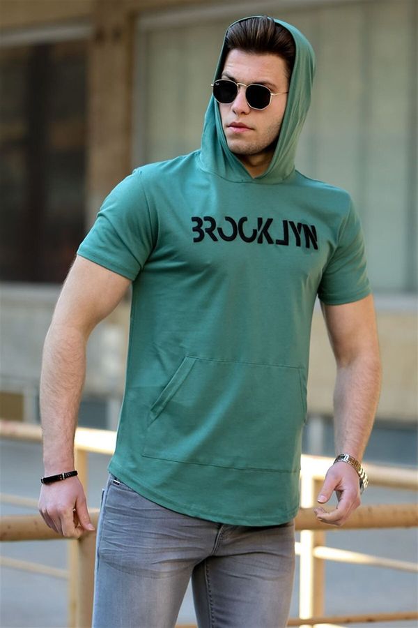 Madmext Madmext Men's Green Hooded T-Shirt 4506