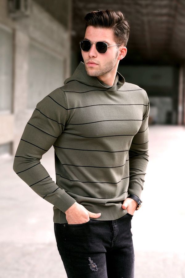 Madmext Madmext Men's Khaki Hooded Sweater 5623