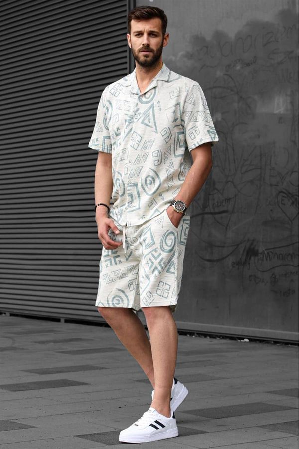 Madmext Madmext Men's Mint Green Graphic Patterned Shorts Set 5924