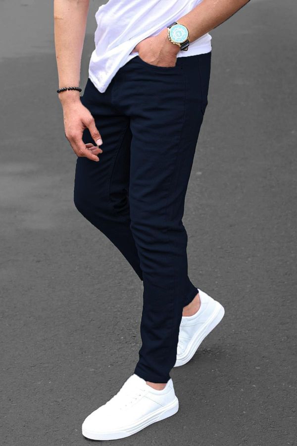 Madmext Madmext Men's Navy Blue Canvas Slim Fit Trousers 5736