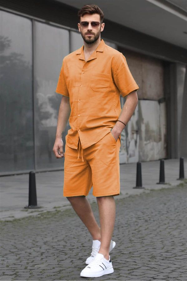 Madmext Madmext Men's Orange Basic Oversized Shirt Set 5588